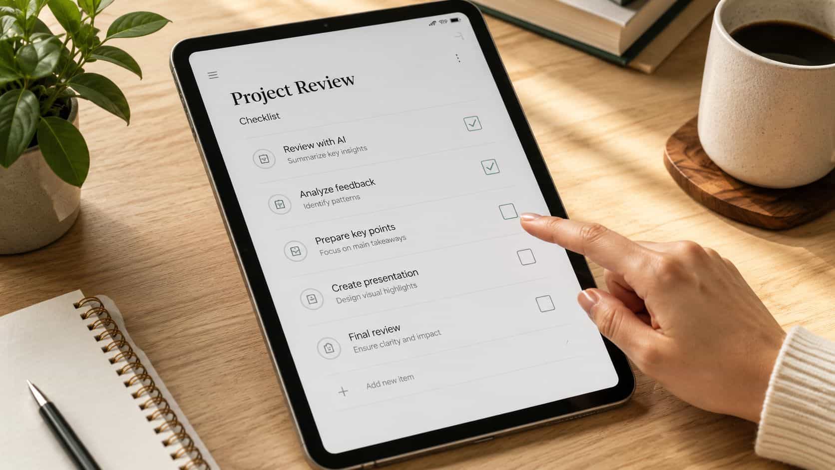 Manager reviewing a project checklist to frame managing up scenarios like deadlines and resource requests