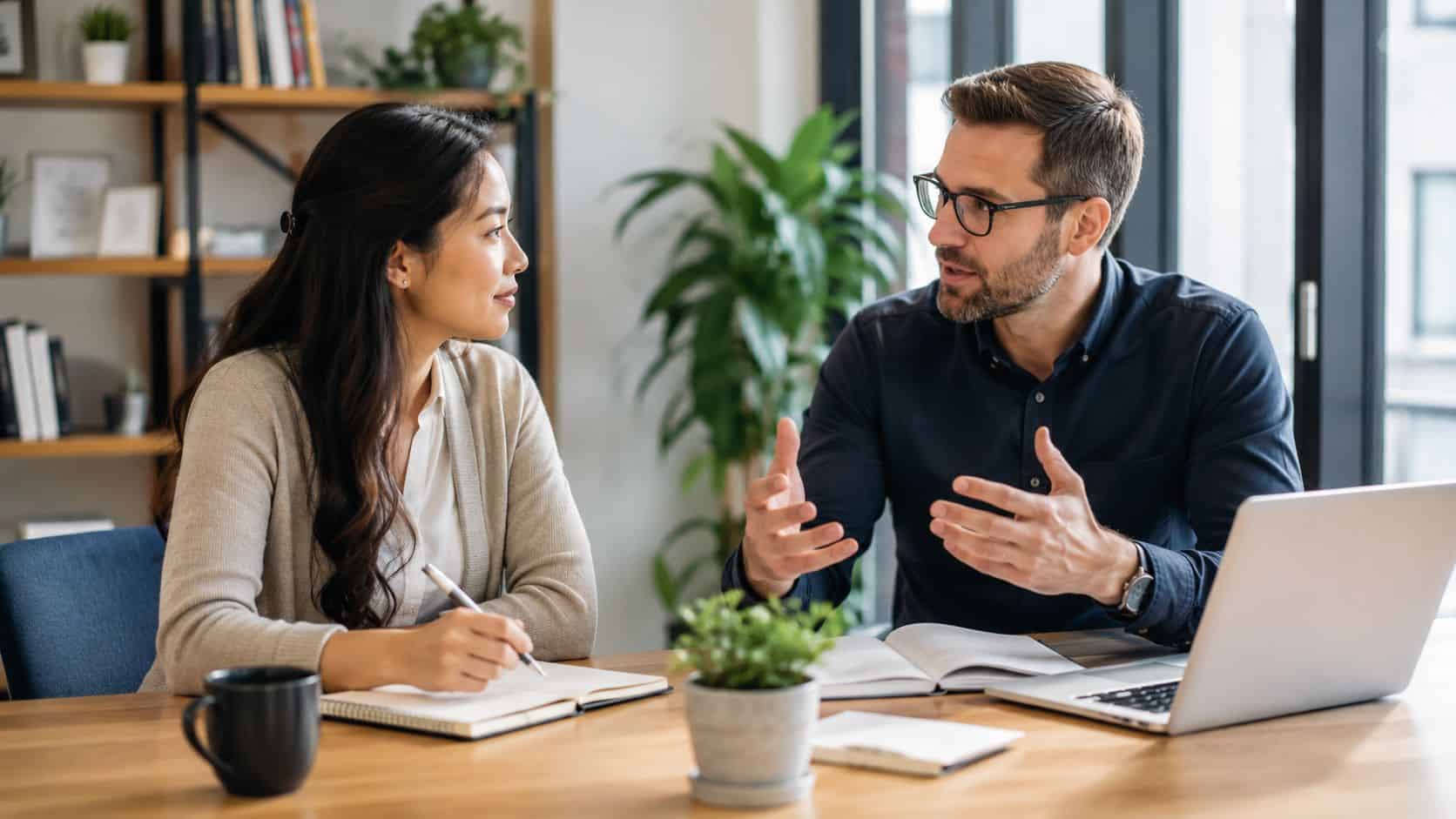 Team in a business meeting where a manager applies employee engagement ideas that AI alone cannot replace