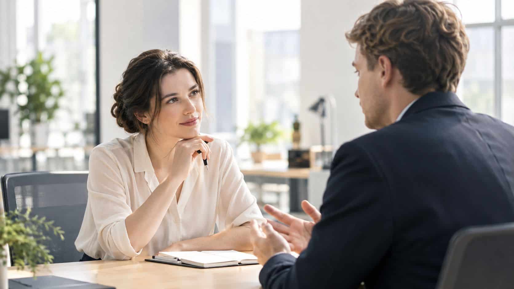 Two colleagues in a candid final conversation, treating exit interview questions as intelligence rather than a ritual